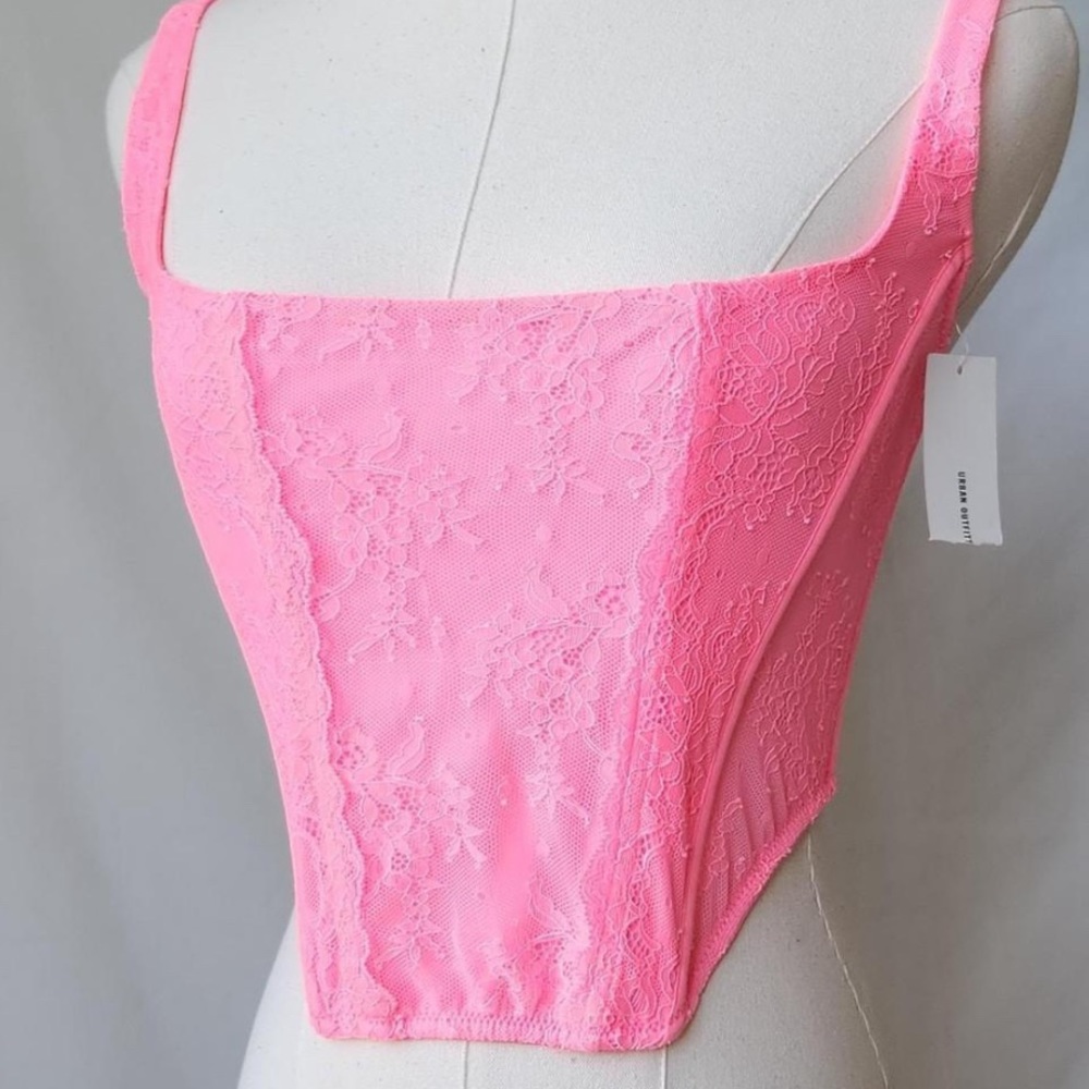 Urban outfitter neon pink love corset